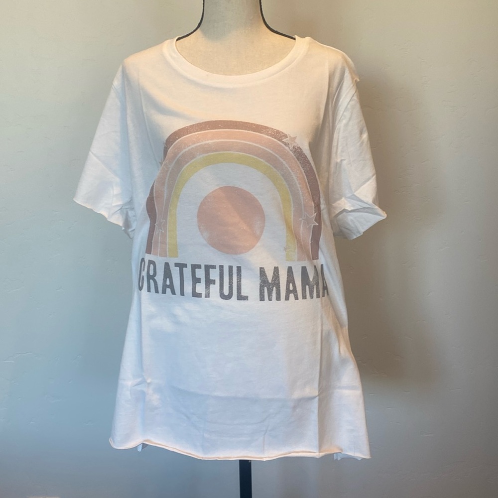 Grayson Threads Women's Raw Hem T-shirt “Grateful Mama”, NWT, MSRP $14